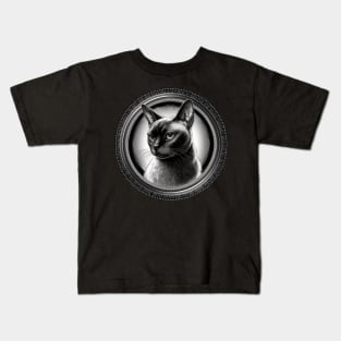 Cute Black and white Burmese cat Kids T-Shirt